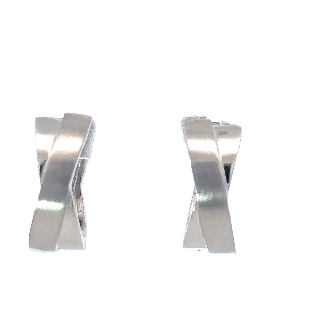 Huggie Earrings With Pink Cubic Zirconia in Stainless Steel