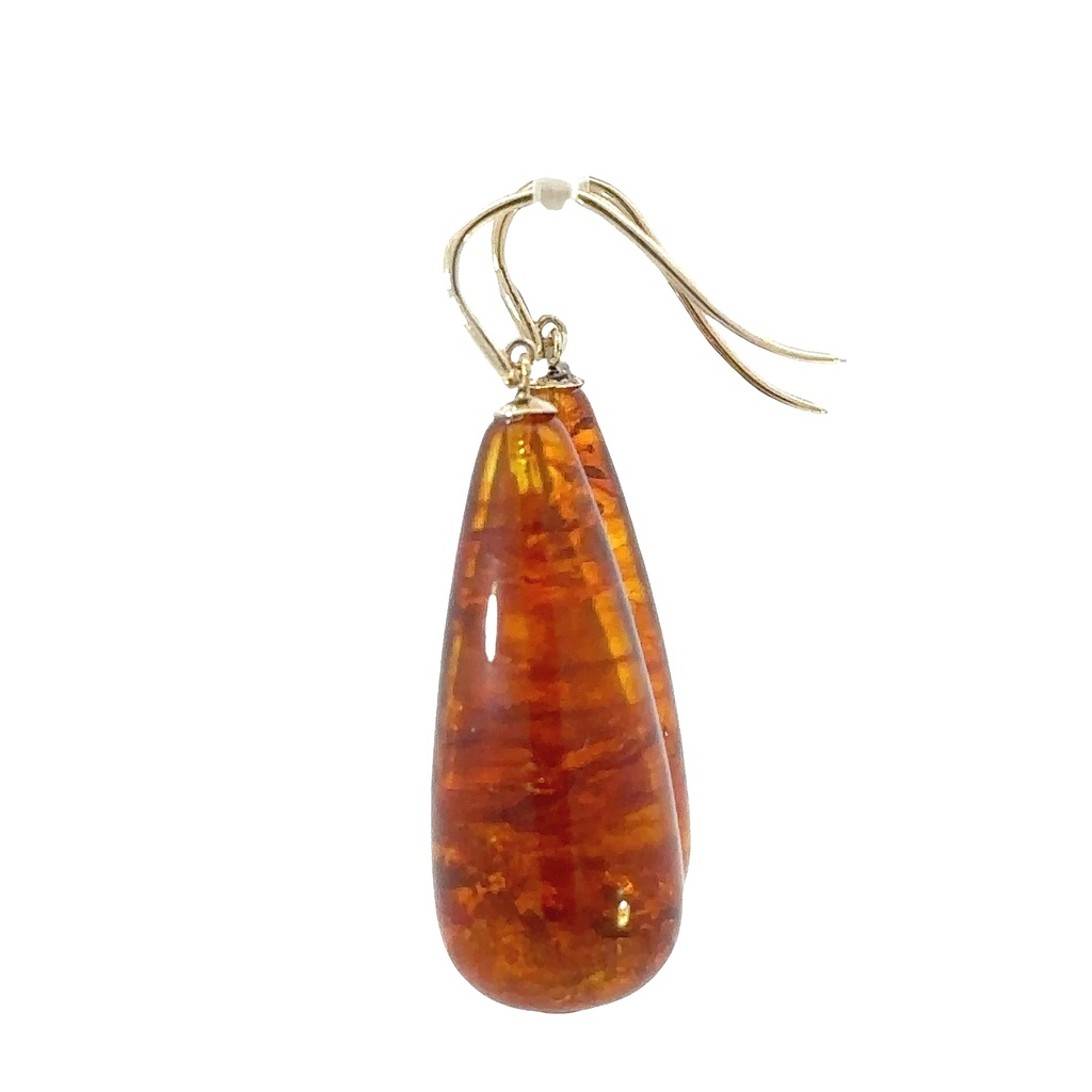 Earrings | Pressed Amber Drops On Shepard Hooks