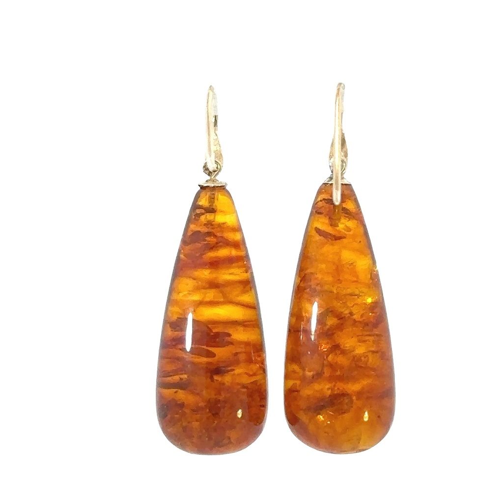 Earrings | Pressed Amber Drops On Shepard Hooks