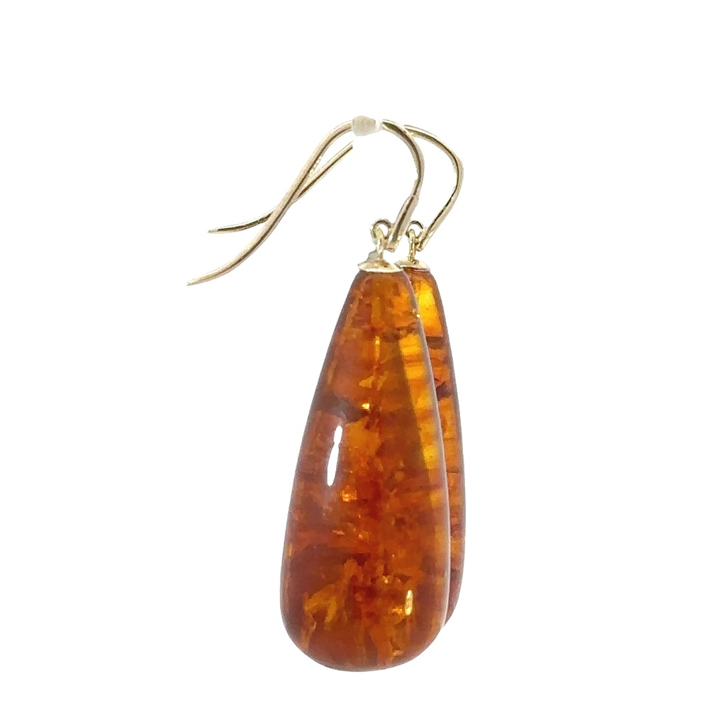 Earrings | Pressed Amber Drops On Shepard Hooks