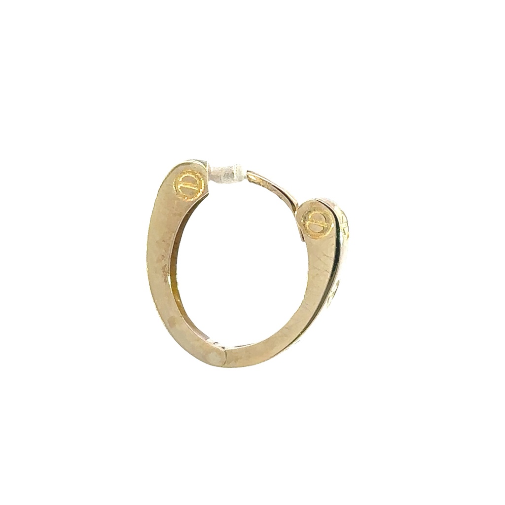 Huggie Hoop Earrings | Oval Screw Detail 9K 11x2.8mm