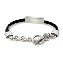 Silver Bar On Black Cord Bracelet