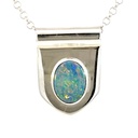 Shield Set With An Australian Opal In Silver