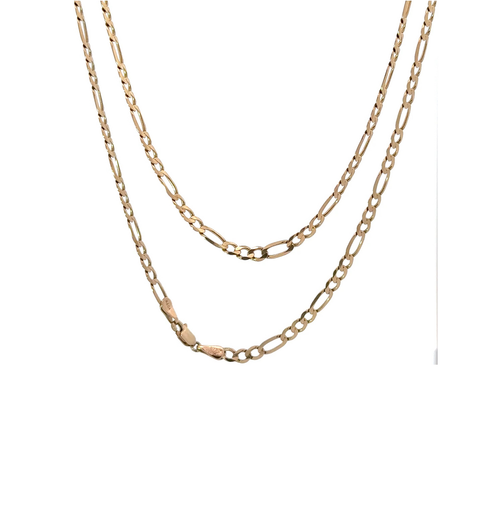 Figaro Link Chain In 9ct Yellow Gold 58cm