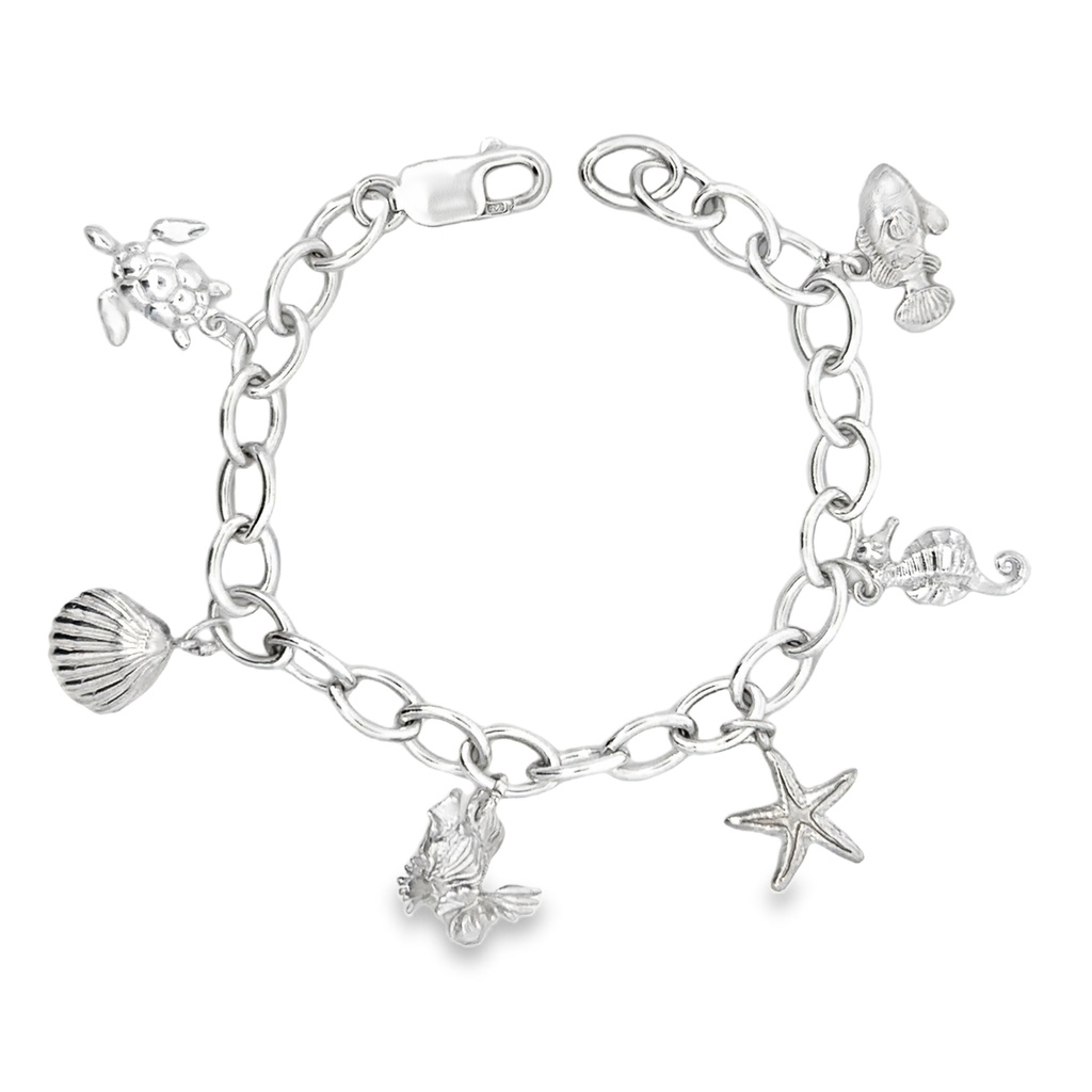 Silver Bracelet Large | Nemo Turtle Starfish Seahorse Lionfish