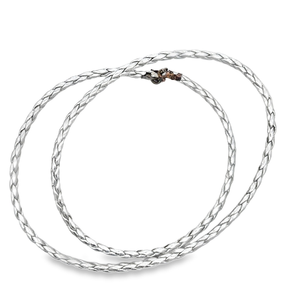 Silver Leather Cord Necklace