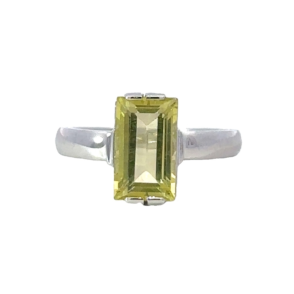Lemon Quartz Ring | 14K White Gold