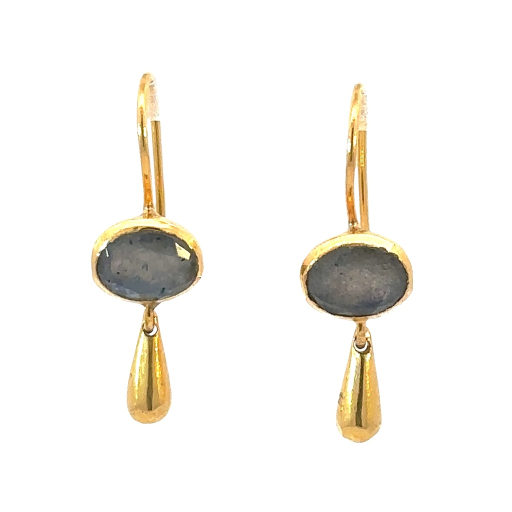 Earrings | Gold Plated Brass With Labradorite