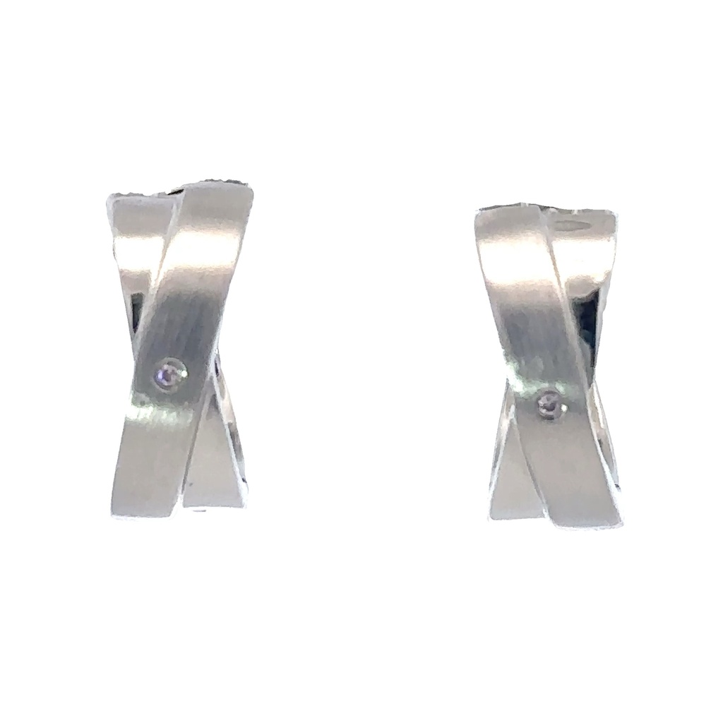 Huggie Earrings With Pink Cubic Zirconia in Stainless Steel (copy)