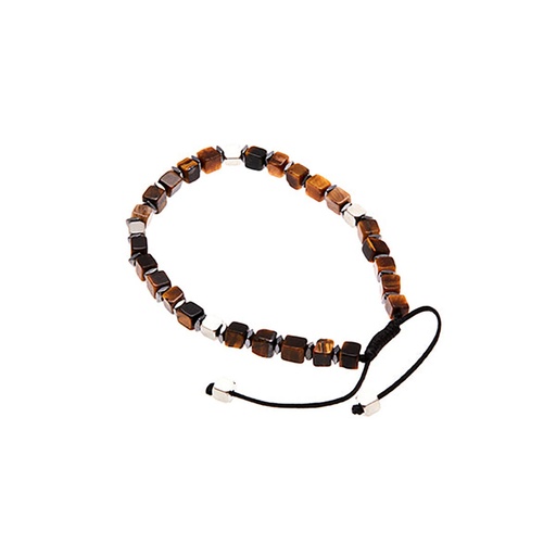 [25017] Steel, Tigers Eye & Hematite Bead Bracelet