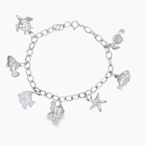 [29974] Silver Bracelet | Nemo Turtle Starfish Seahorse Lionfish