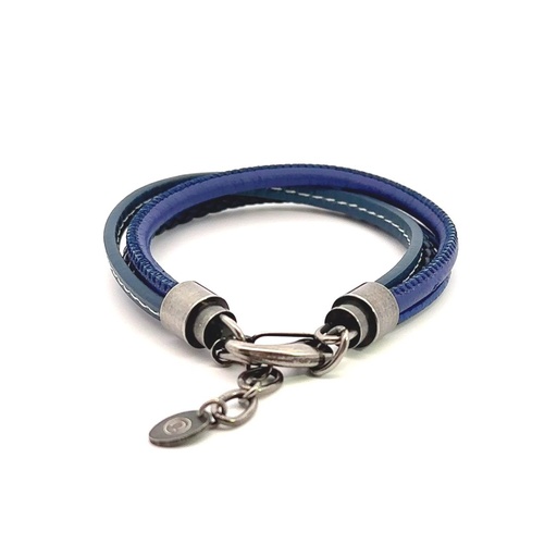 [25997] Steel Blue Leather Multi Strand Bracelet