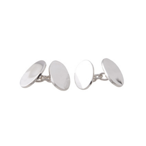 [17635] Double Oval Cufflinks Silver Sophistication