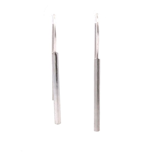 [29106SMWSE] Long rectangular satin bar drop earring