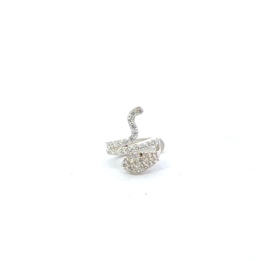 [29100SMWSEARCUFFSNAKE] Cubic Set Snake Ear Cuff In Sterling Silver
