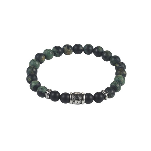 [000090] Natural Elegance: Men's Green Malachite & Onyx Bracelet