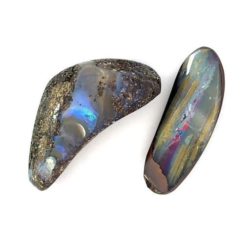 [001805] Solid Opals | Two with Natural Colours