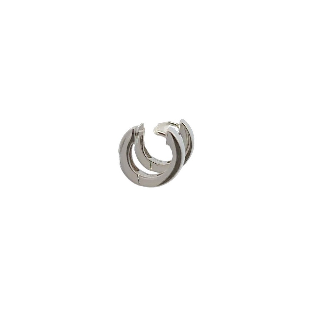 Silver Huggie Earrings Square Edges