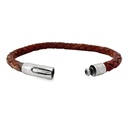 Tan Leather Mens Bracelet With Stainless Steel Clasp