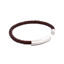 Brown Leather Bracelet With Stainless Steel Magnetic Clasp