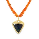 Gold Plated Opal Necklace | Queensland Boulder Opal Pendant & Mexican Fire Opal Beads