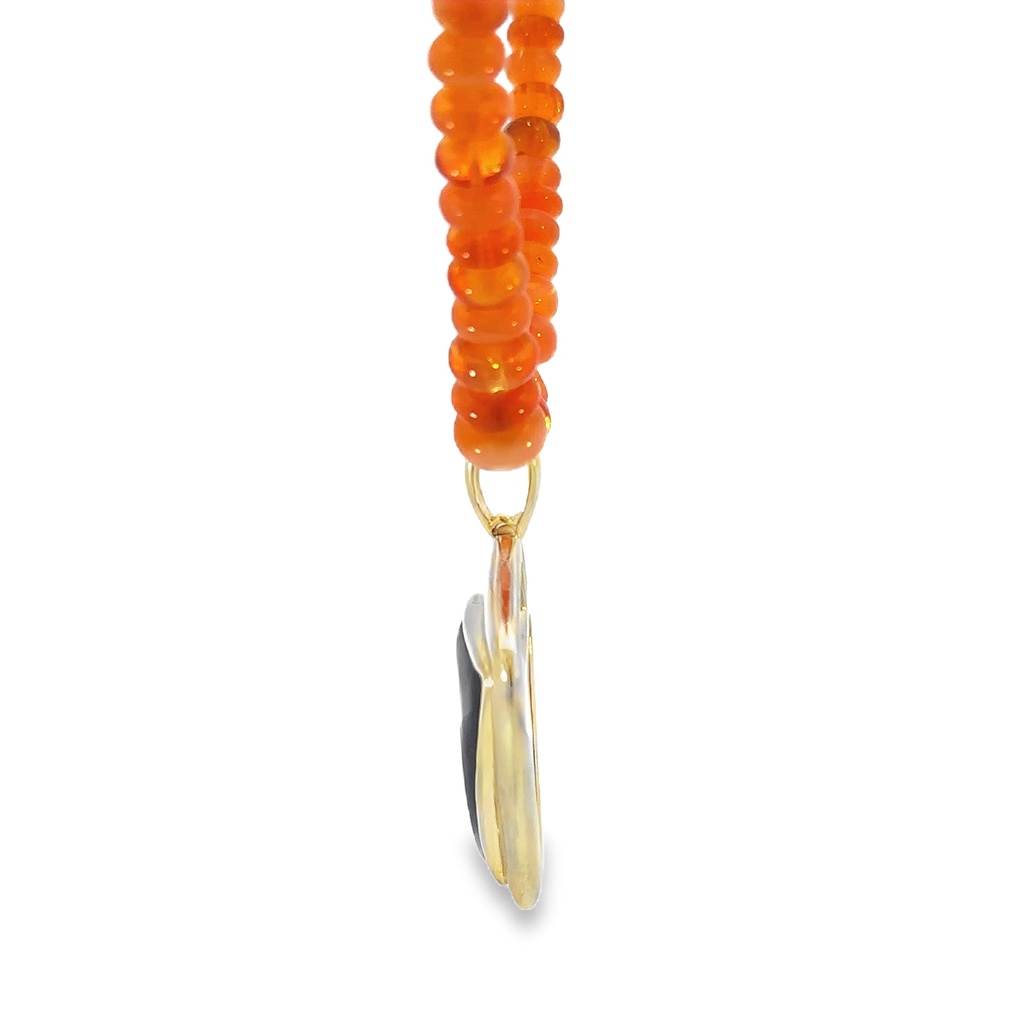 Gold Plated Opal Necklace | Queensland Boulder Opal Pendant & Mexican Fire Opal Beads