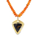 Gold Plated Opal Necklace | Queensland Boulder Opal Pendant & Mexican Fire Opal Beads