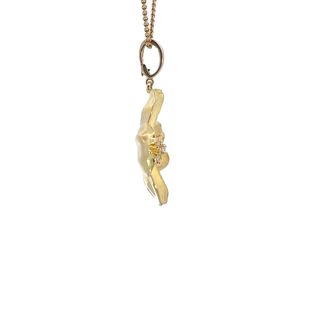 Diamond Flower Pendant | 18ct Yellow Gold