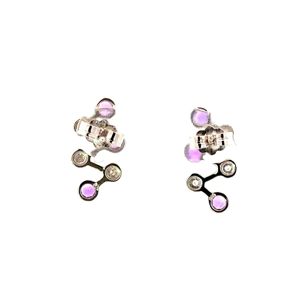 Amethyst Stud Earrings In Zigzag Design | 14ct