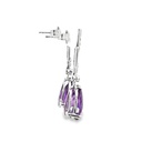 Bar Stud Earring with Amethyst Drop | 14ct