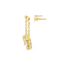 Ball Stud Earring With Dioptase Drop On Chain | 14ct