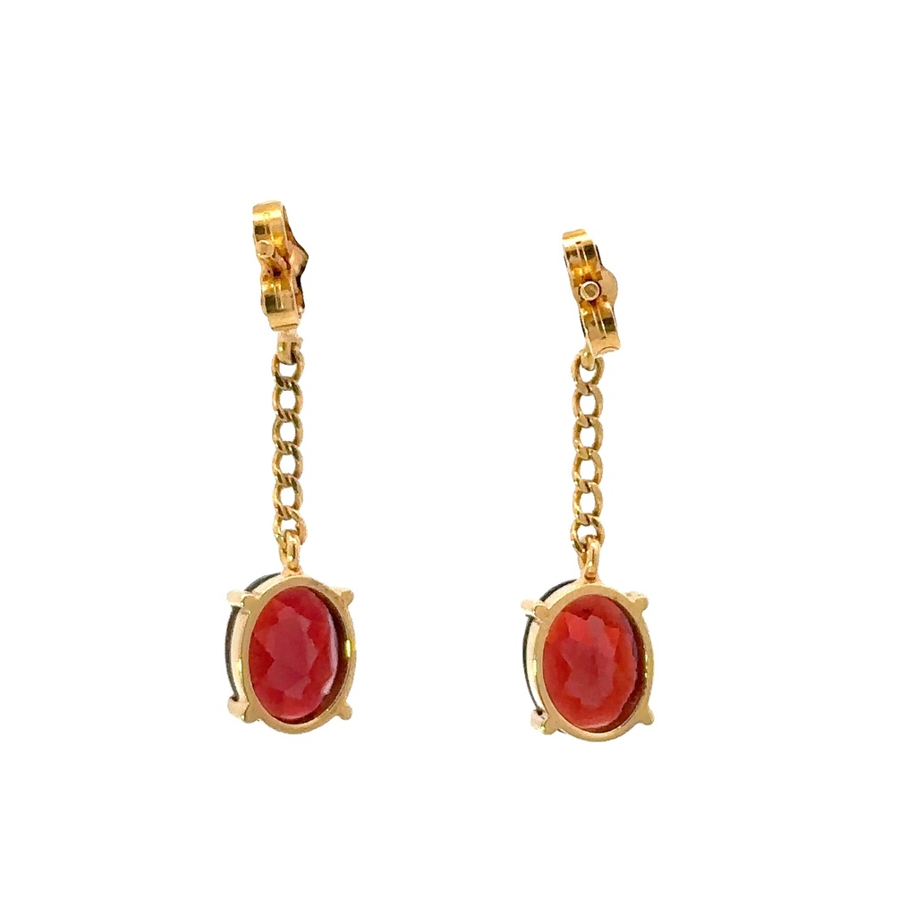 Ball Stud With Hanging Almondine Garnet Drop | 14ct