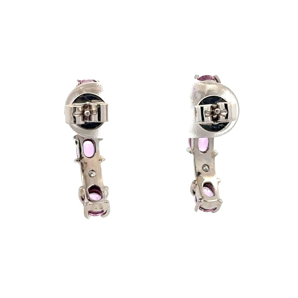 Pink Sapphire And Diamond Stud Earrings | 14ct