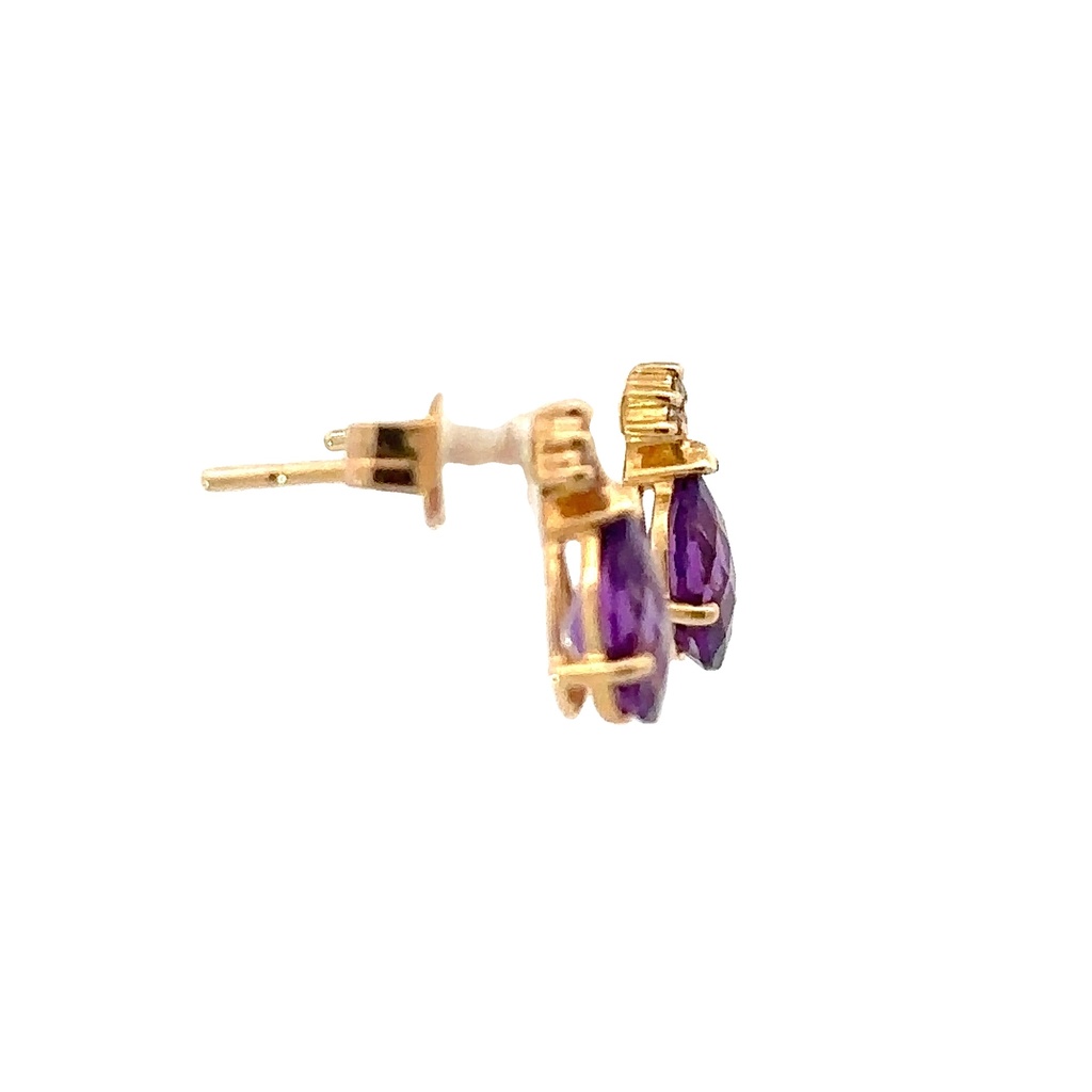 Amethyst and Diamond Stud Earrings | 14ct