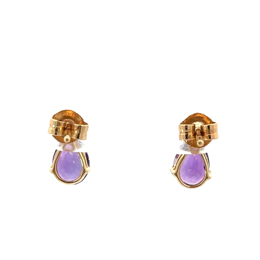 Amethyst and Diamond Stud Earrings | 14ct