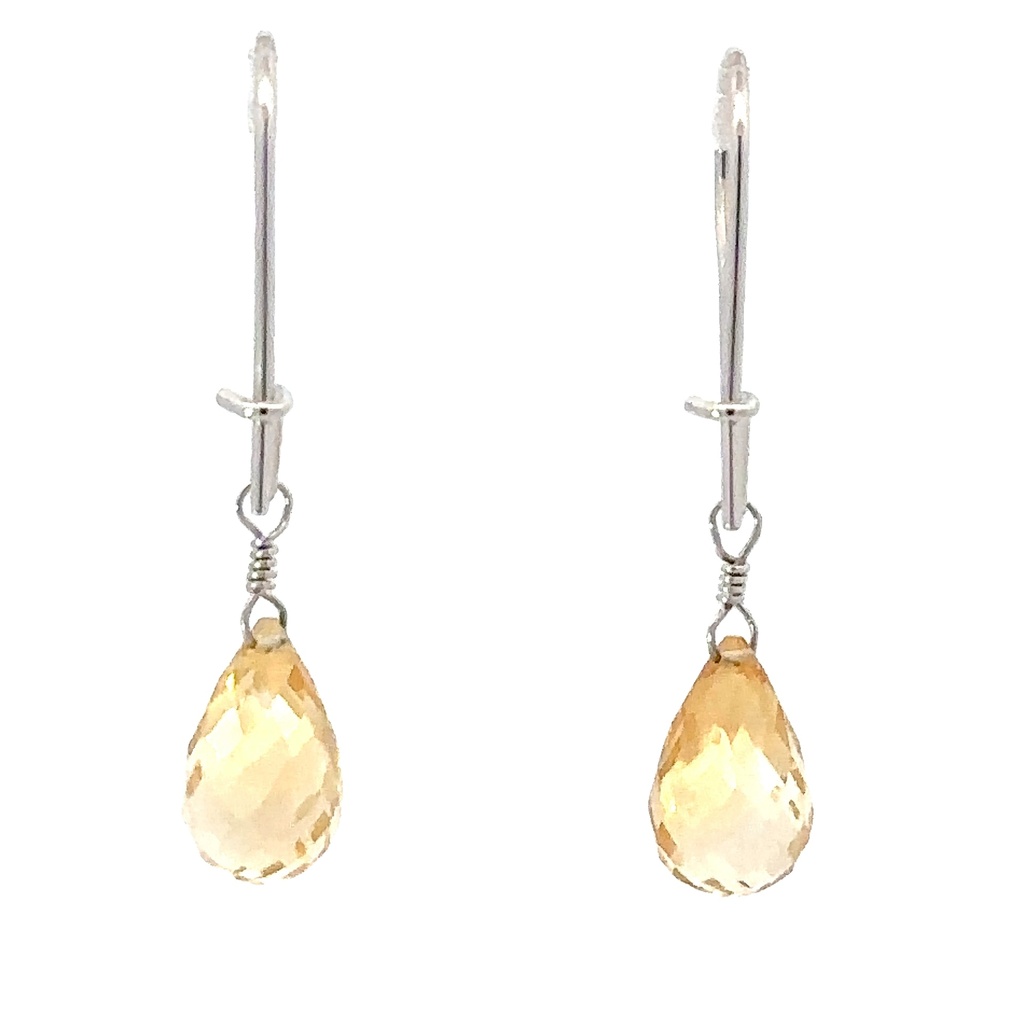 Citrine Earrings in 14ct White Gold