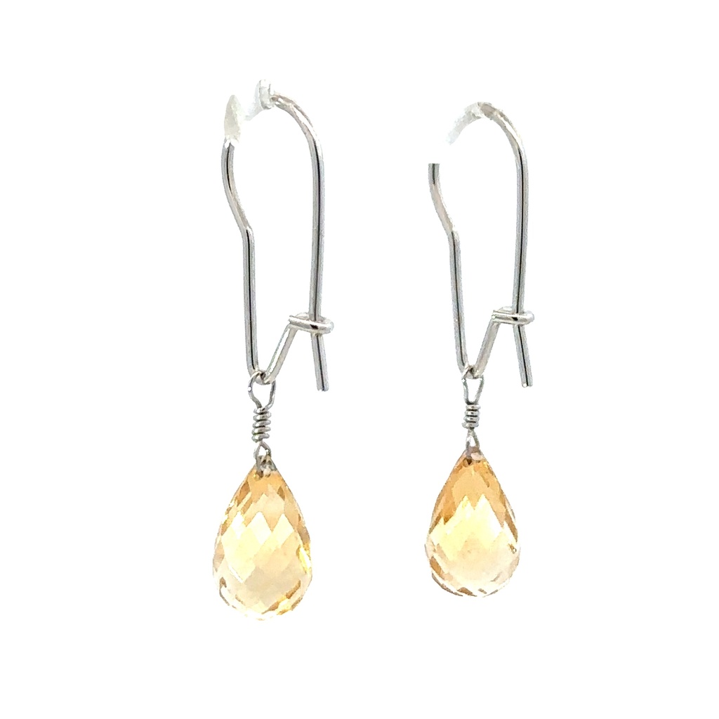 Citrine Earrings in 14ct White Gold