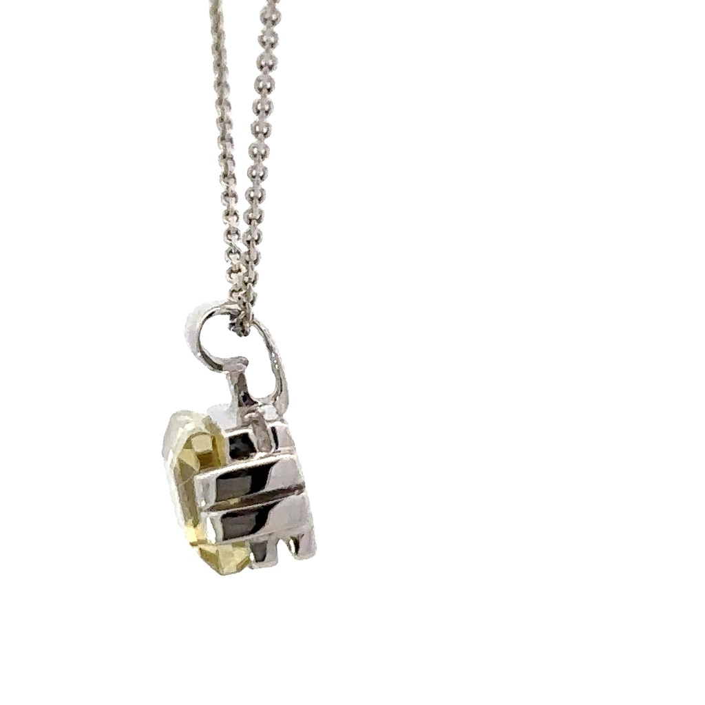 Lemon Quartz Pendant In 14K White Gold