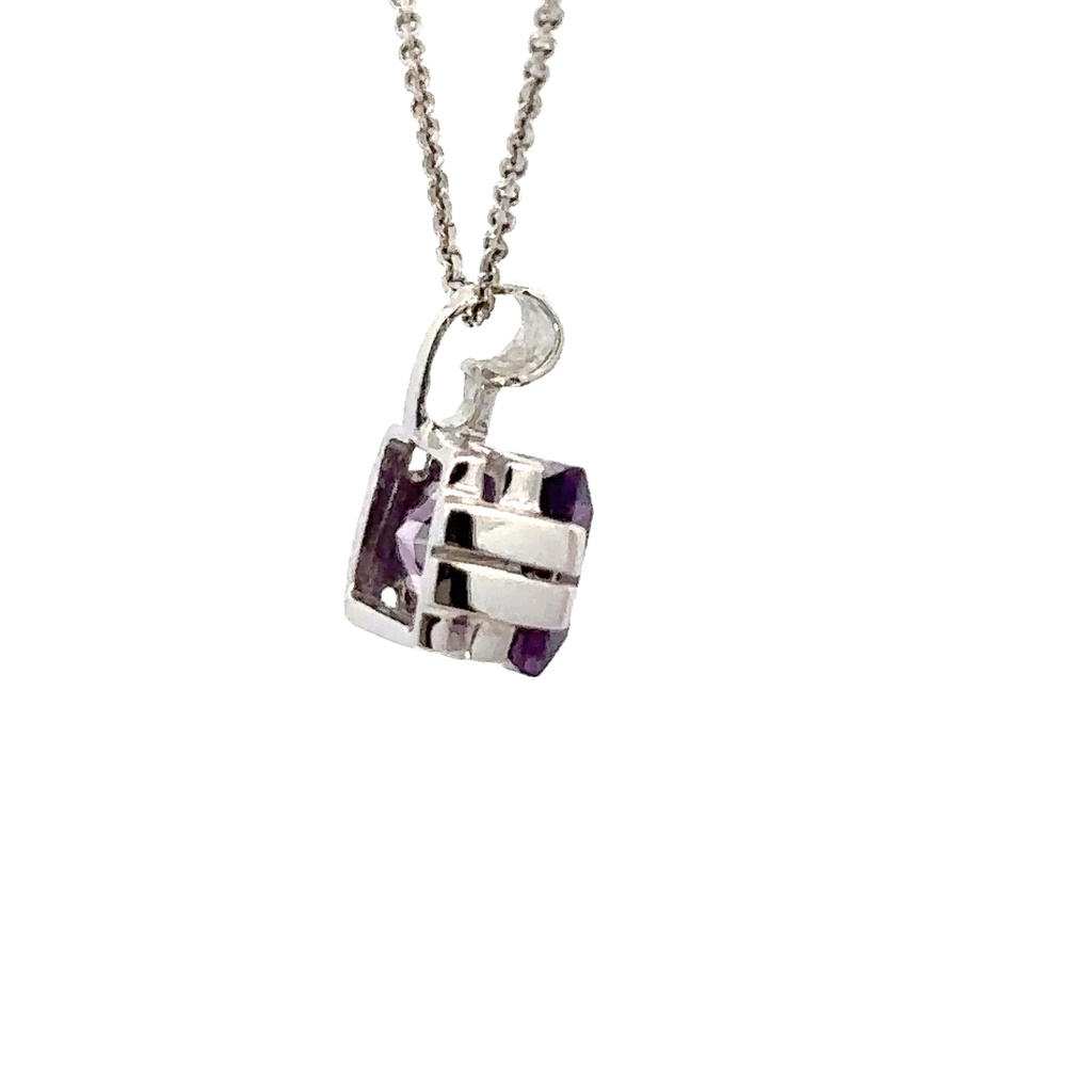 Amethyst Pendant In 14K White Gold