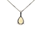 Yellow Beryl Teardrop Pendant In 14K White Gold