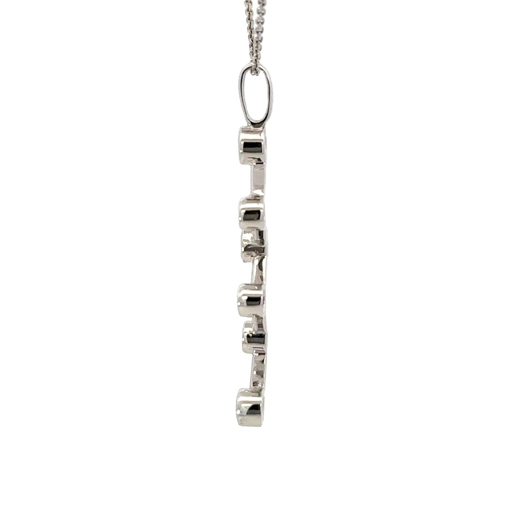 Peridot And Diamond Zigzag Pendant In 14K White Gold