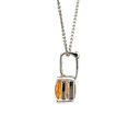 Citrine And Diamond Pendant In 14K White Gold
