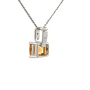 Citrine And Diamond Pendant In 14K White Gold
