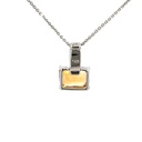 Citrine And Diamond Pendant In 14K White Gold