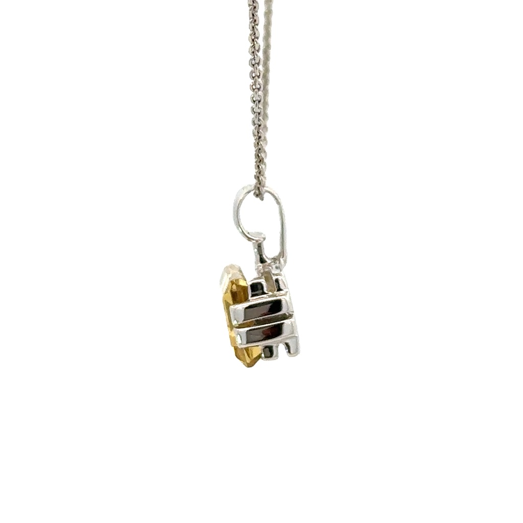 Yellow Beryl Pendant In 14K White Gold
