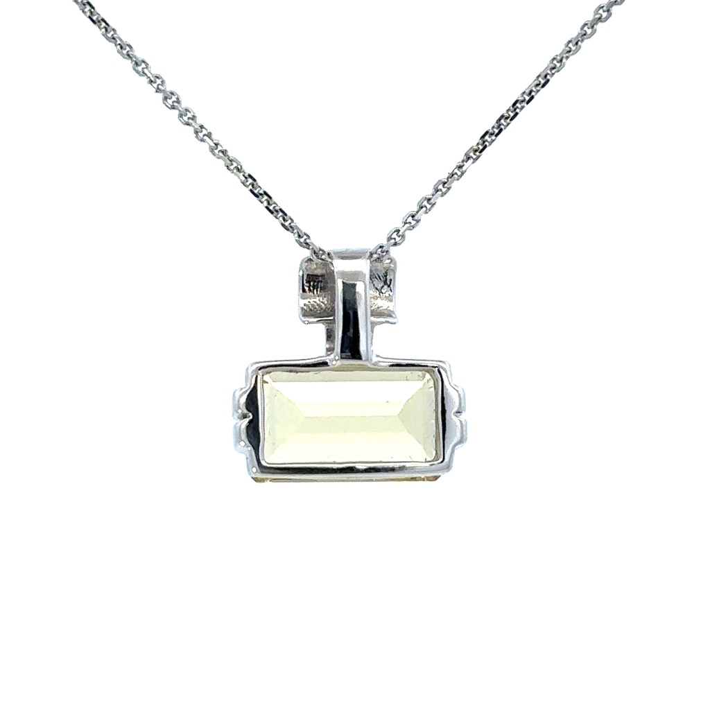 Yellow Beryl Pendant In 14K White Gold