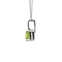 Peridot And Diamond Pendant In 14K White Gold