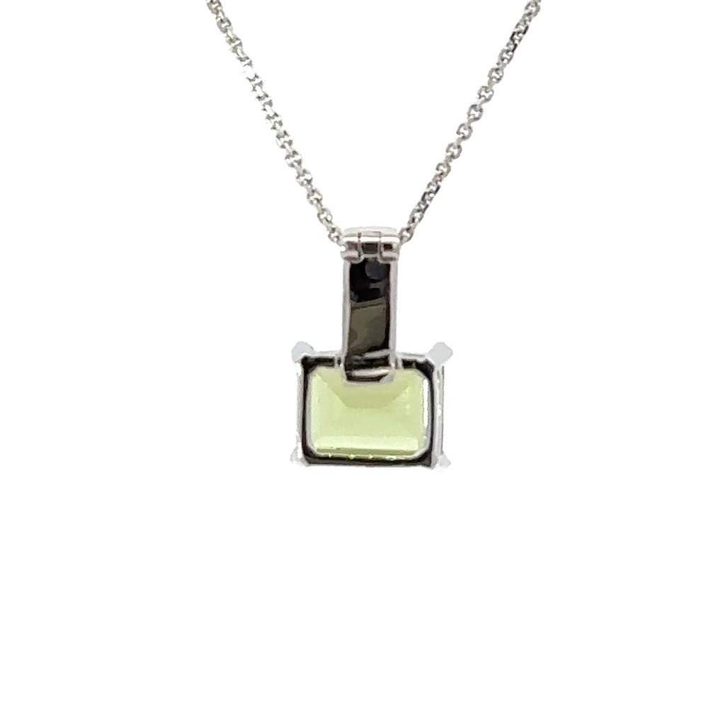 Peridot And Diamond Pendant In 14K White Gold