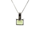 Peridot And Diamond Pendant In 14K White Gold