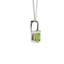 Peridot And Diamond Pendant In 14K White Gold